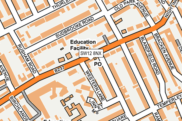 SW12 8NX map - OS OpenMap – Local (Ordnance Survey)