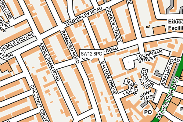 SW12 8PG map - OS OpenMap – Local (Ordnance Survey)