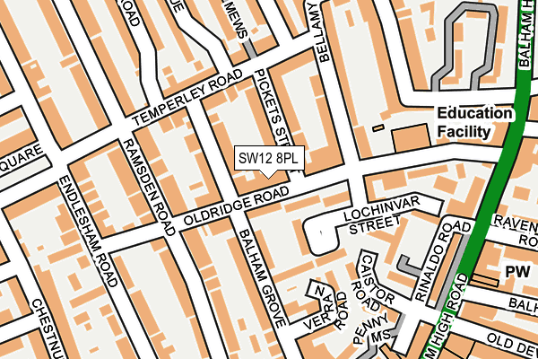 SW12 8PL map - OS OpenMap – Local (Ordnance Survey)