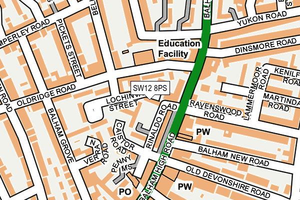 SW12 8PS map - OS OpenMap – Local (Ordnance Survey)