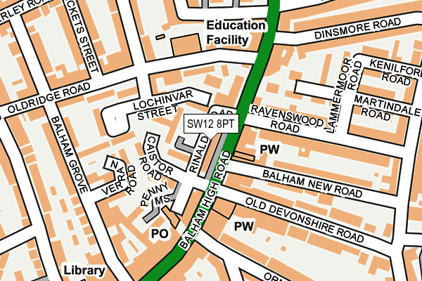 SW12 8PT map - OS OpenMap – Local (Ordnance Survey)