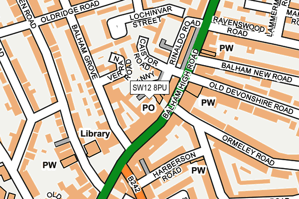 SW12 8PU map - OS OpenMap – Local (Ordnance Survey)