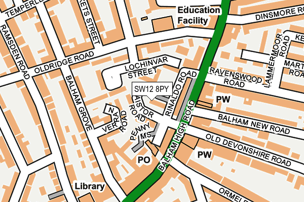 SW12 8PY map - OS OpenMap – Local (Ordnance Survey)