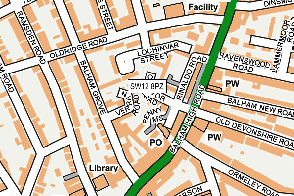 SW12 8PZ map - OS OpenMap – Local (Ordnance Survey)