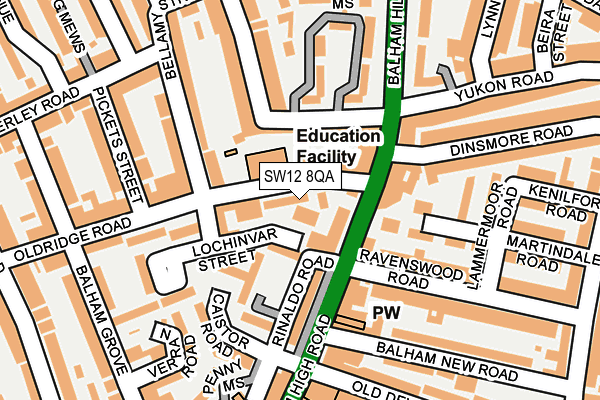 SW12 8QA map - OS OpenMap – Local (Ordnance Survey)