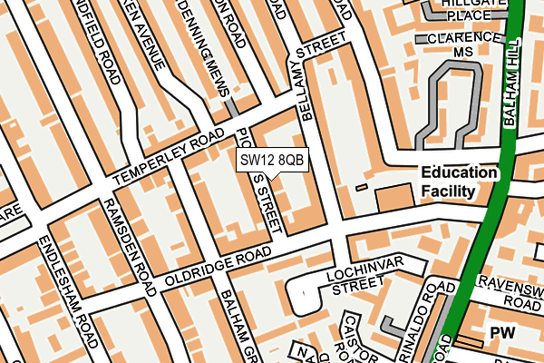 SW12 8QB map - OS OpenMap – Local (Ordnance Survey)