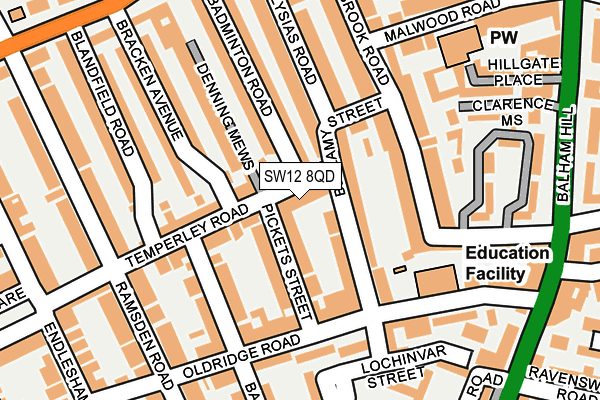 SW12 8QD map - OS OpenMap – Local (Ordnance Survey)