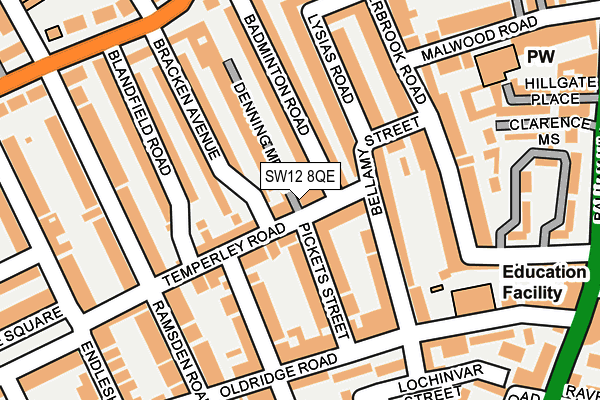 SW12 8QE map - OS OpenMap – Local (Ordnance Survey)