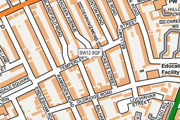 SW12 8QF map - OS OpenMap – Local (Ordnance Survey)