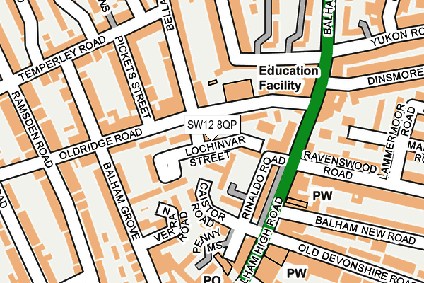 SW12 8QP map - OS OpenMap – Local (Ordnance Survey)