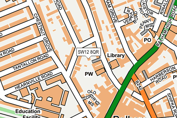 SW12 8QR map - OS OpenMap – Local (Ordnance Survey)