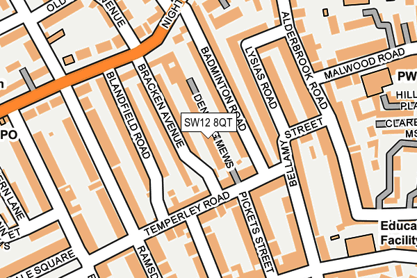 SW12 8QT map - OS OpenMap – Local (Ordnance Survey)