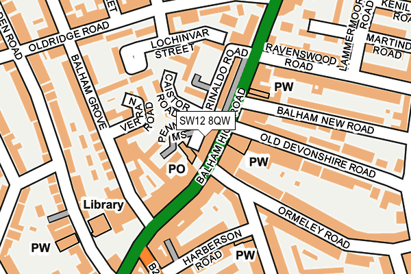 SW12 8QW map - OS OpenMap – Local (Ordnance Survey)