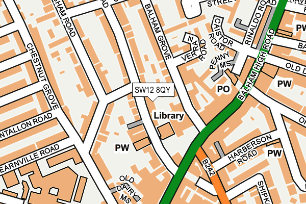 SW12 8QY map - OS OpenMap – Local (Ordnance Survey)