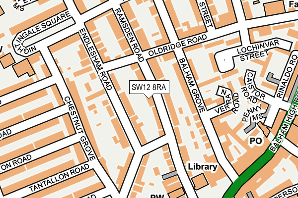 SW12 8RA map - OS OpenMap – Local (Ordnance Survey)