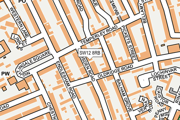 SW12 8RB map - OS OpenMap – Local (Ordnance Survey)