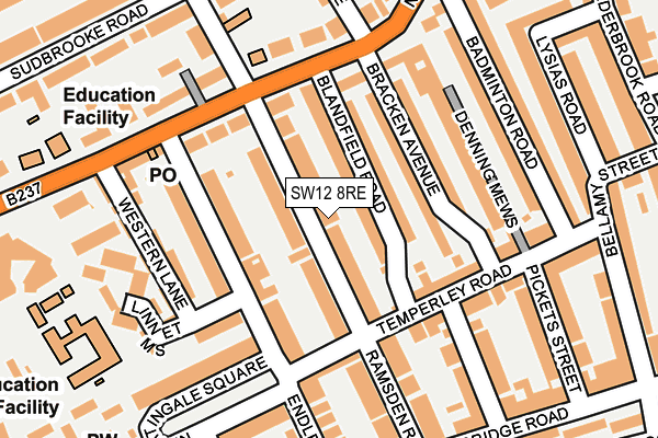 SW12 8RE map - OS OpenMap – Local (Ordnance Survey)