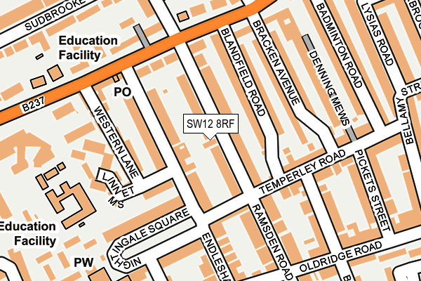 SW12 8RF map - OS OpenMap – Local (Ordnance Survey)