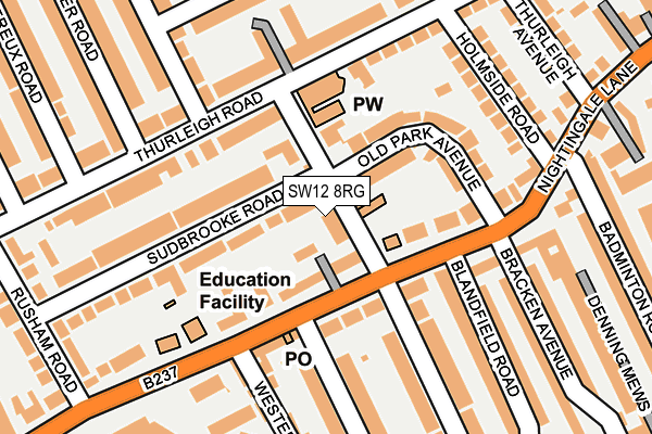 SW12 8RG map - OS OpenMap – Local (Ordnance Survey)