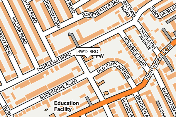 SW12 8RQ map - OS OpenMap – Local (Ordnance Survey)