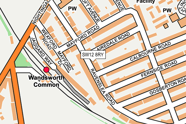 SW12 8RY map - OS OpenMap – Local (Ordnance Survey)