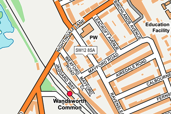 SW12 8SA map - OS OpenMap – Local (Ordnance Survey)