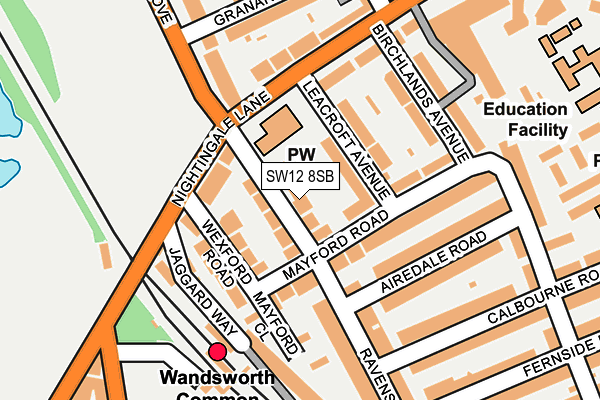 SW12 8SB map - OS OpenMap – Local (Ordnance Survey)