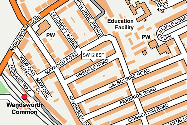 SW12 8SF map - OS OpenMap – Local (Ordnance Survey)