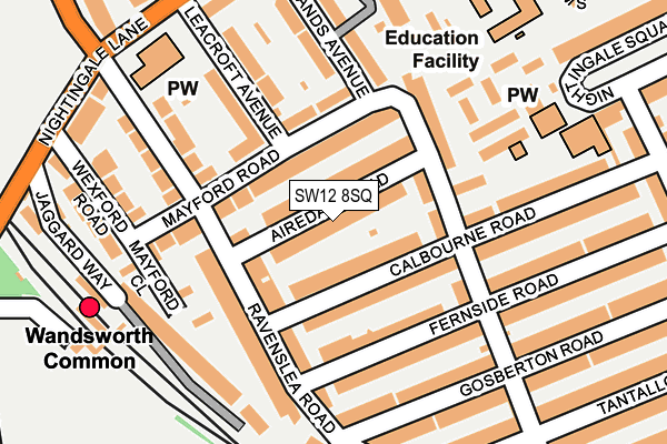 SW12 8SQ map - OS OpenMap – Local (Ordnance Survey)