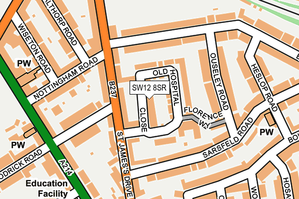 SW12 8SR map - OS OpenMap – Local (Ordnance Survey)