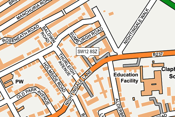 SW12 8SZ map - OS OpenMap – Local (Ordnance Survey)