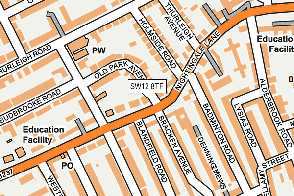 SW12 8TF map - OS OpenMap – Local (Ordnance Survey)