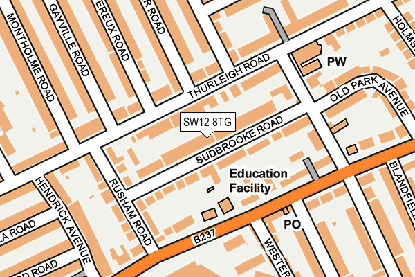 SW12 8TG map - OS OpenMap – Local (Ordnance Survey)