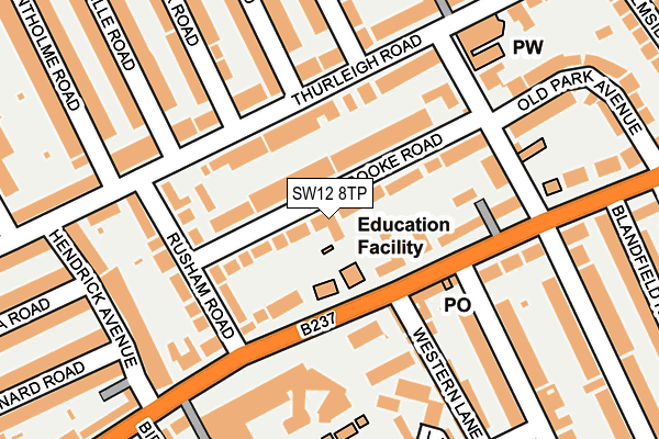 SW12 8TP map - OS OpenMap – Local (Ordnance Survey)