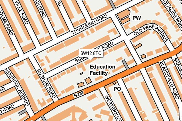 SW12 8TQ map - OS OpenMap – Local (Ordnance Survey)