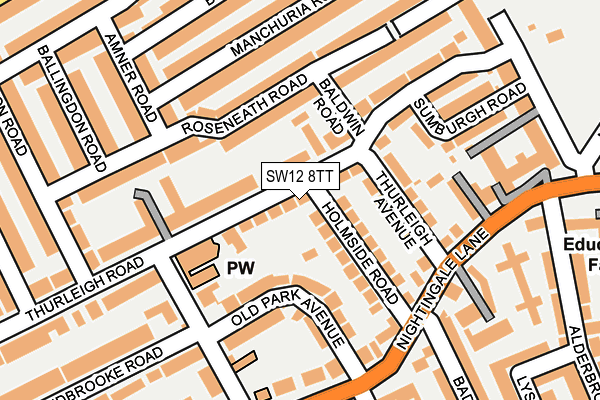 SW12 8TT map - OS OpenMap – Local (Ordnance Survey)