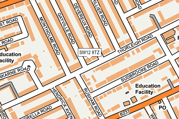 SW12 8TZ map - OS OpenMap – Local (Ordnance Survey)