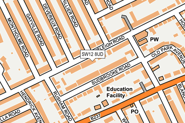 SW12 8UD map - OS OpenMap – Local (Ordnance Survey)