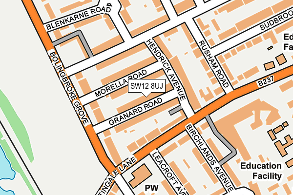 SW12 8UJ map - OS OpenMap – Local (Ordnance Survey)