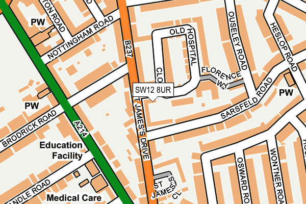 SW12 8UR map - OS OpenMap – Local (Ordnance Survey)