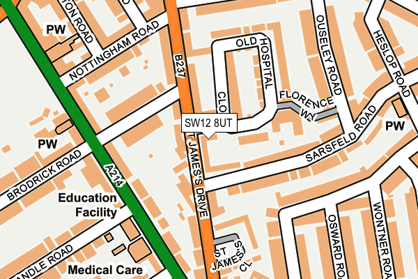 SW12 8UT map - OS OpenMap – Local (Ordnance Survey)