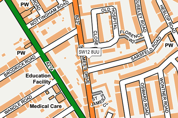 SW12 8UU map - OS OpenMap – Local (Ordnance Survey)