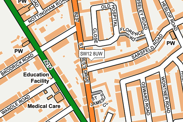 SW12 8UW map - OS OpenMap – Local (Ordnance Survey)