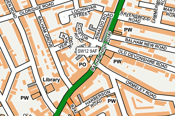 SW12 9AF map - OS OpenMap – Local (Ordnance Survey)