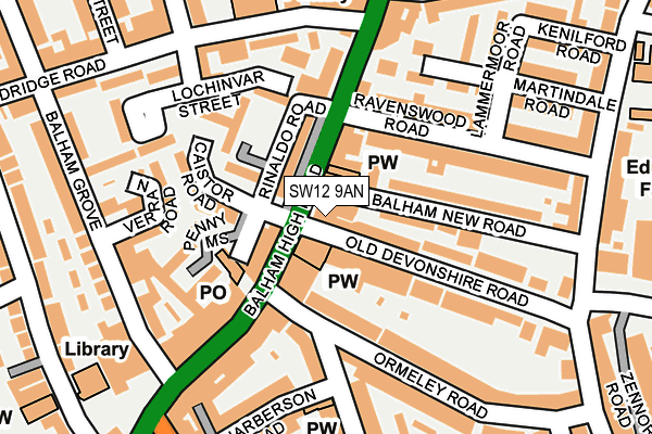 SW12 9AN map - OS OpenMap – Local (Ordnance Survey)