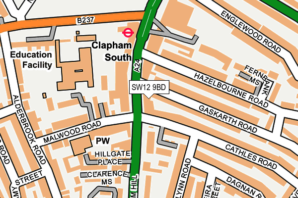 SW12 9BD map - OS OpenMap – Local (Ordnance Survey)