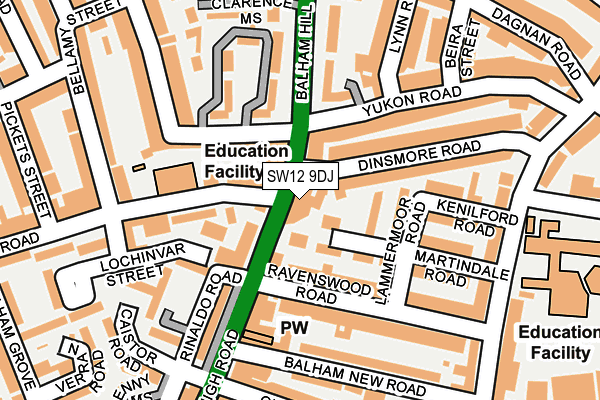 SW12 9DJ map - OS OpenMap – Local (Ordnance Survey)