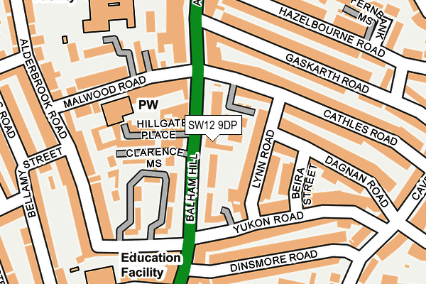 SW12 9DP map - OS OpenMap – Local (Ordnance Survey)