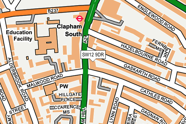 SW12 9DR map - OS OpenMap – Local (Ordnance Survey)