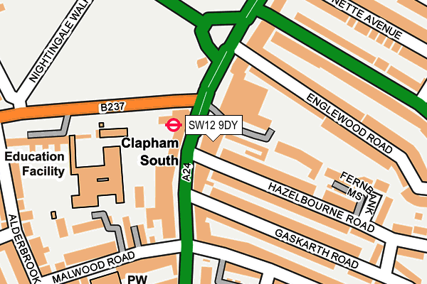 SW12 9DY map - OS OpenMap – Local (Ordnance Survey)